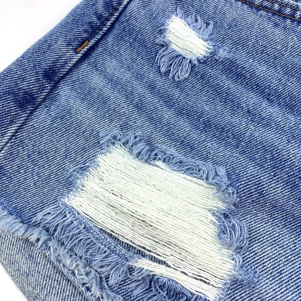 Madewell Womens Sz 24 Relaxed Denim Shorts‎ Homecrest Wash Ripped Edition Button